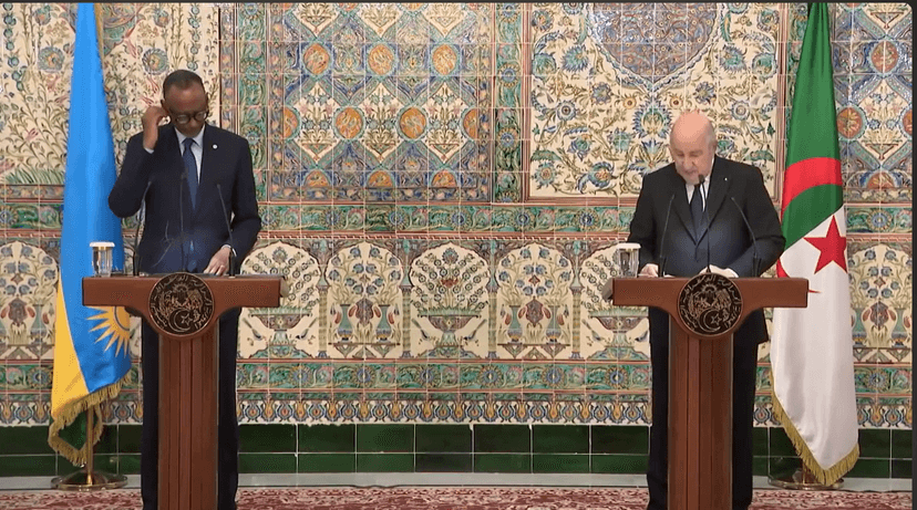 Déclaration des présidents algérien et rwandais aux médias au Palais El Mouradia.