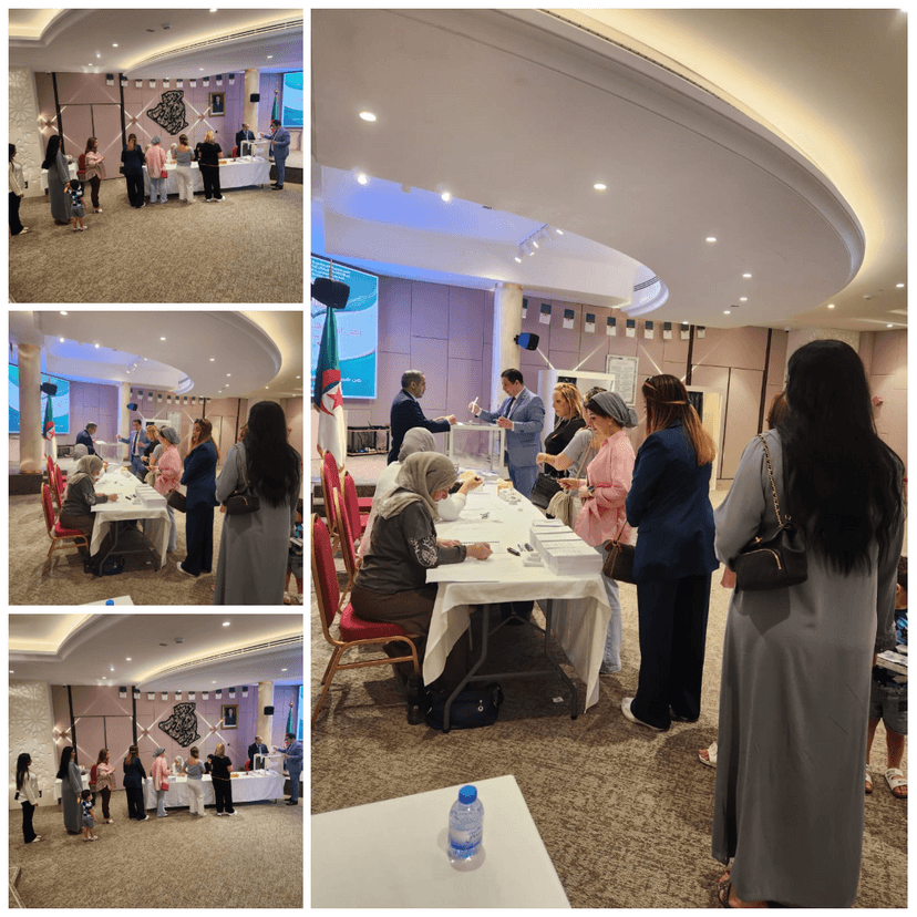 Members of the Algerian community continue to arrive the Embassy of Algeria in Abu Dhabi for the third consecutive day for the Elections